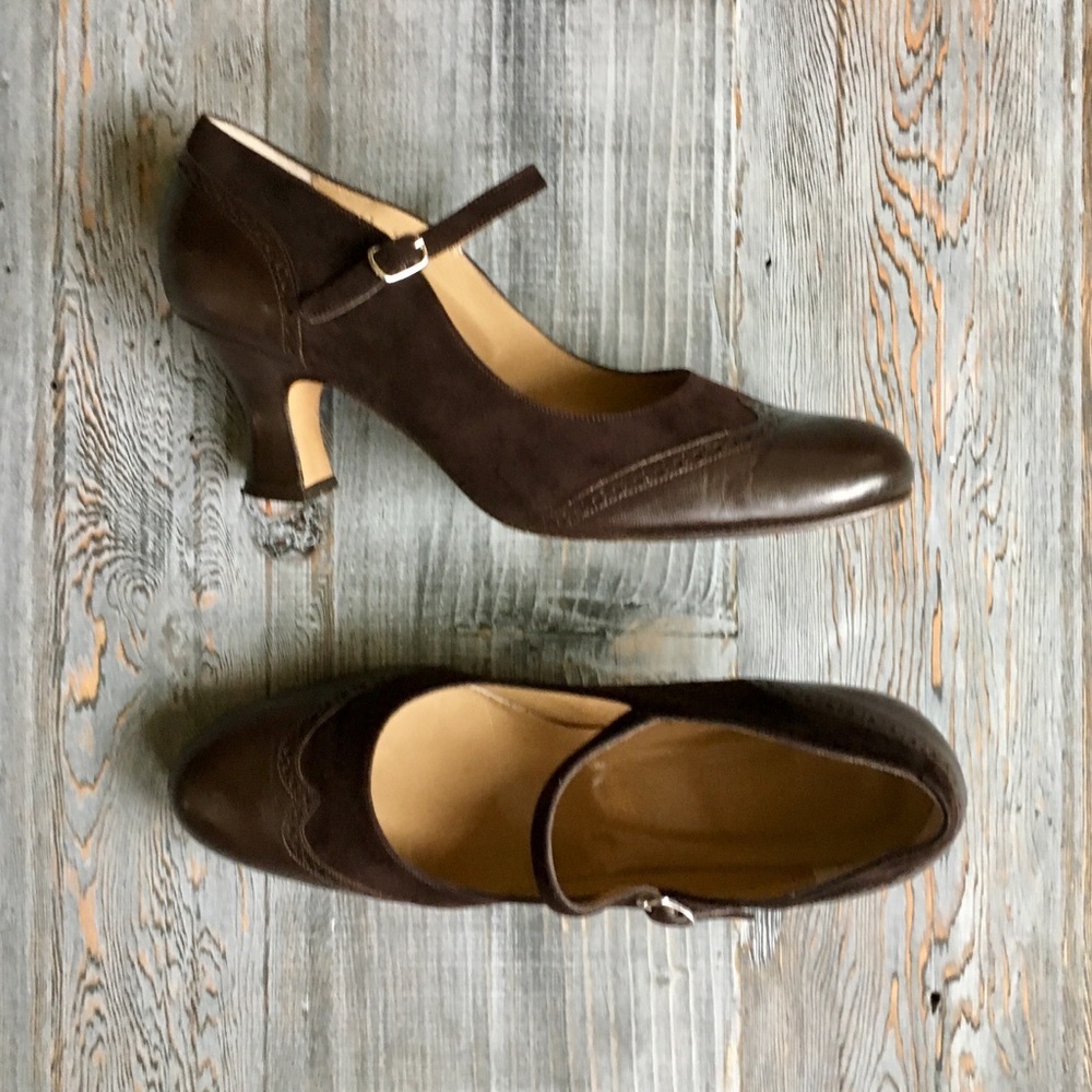 Varda Oxford Wing Tip Pumps Brown Leather Sz42